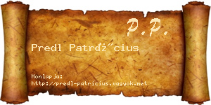 Predl Patrícius névjegykártya